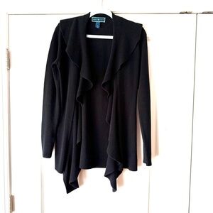 Karen Scott Gorgeous Black Open Front Cardigan